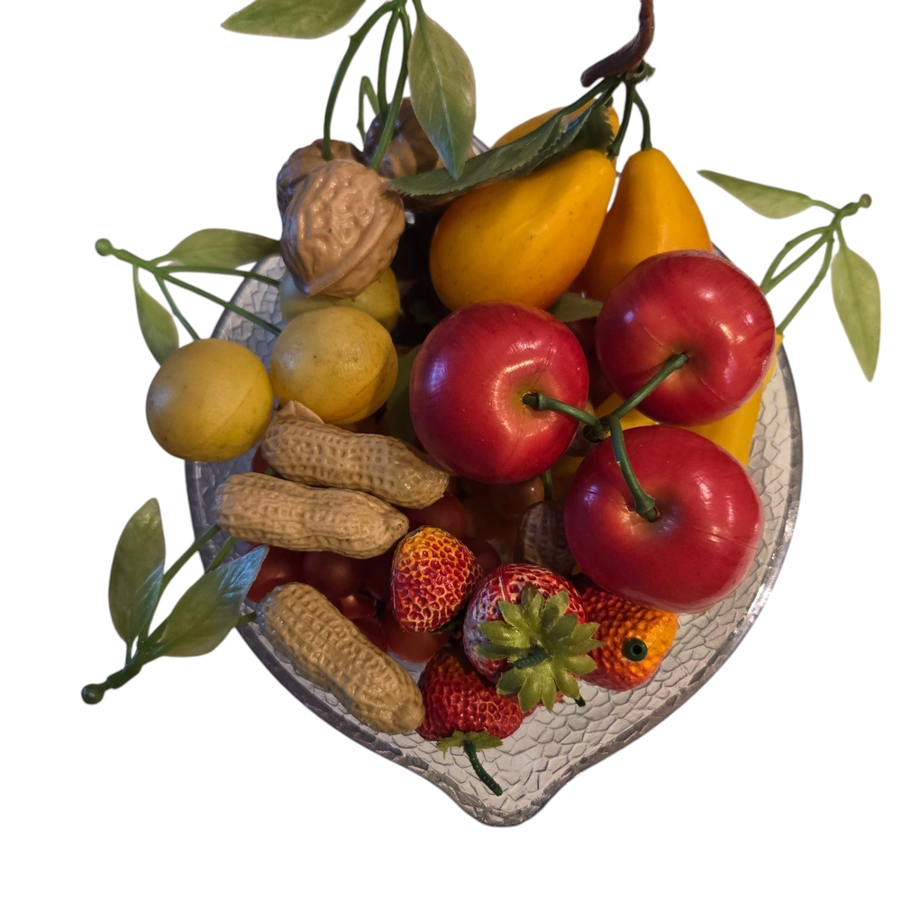 Vintage Kig Brand Lemon Shaped Fruit Bowl With Assorted Fruit And Nuts